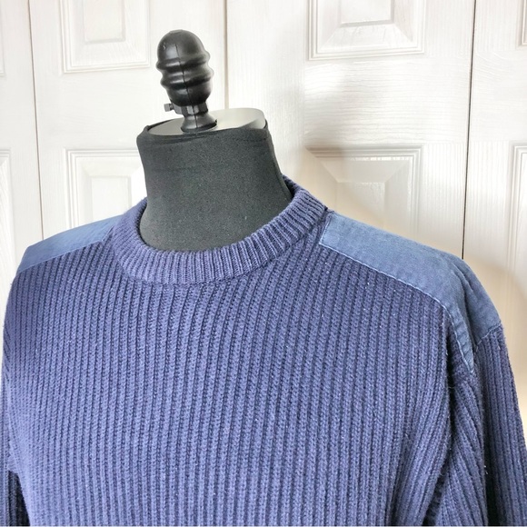 Vintage Eddie Bauer 💯% cotton military/ field sweater, shoulder/ elbow patches - Picture 2 of 5